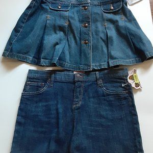 NWT Girl's Sz 14 1/2 Denim Skort and Shorts